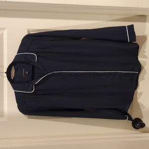 Banana Republic Navy Relaxed Peter Pan Collar Button Up Blouse